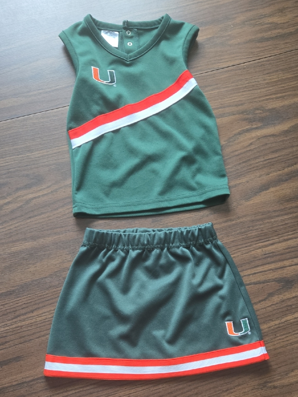 Green Miami Hurricanes Cheer Set with Orange & White Stripes - Size 3t